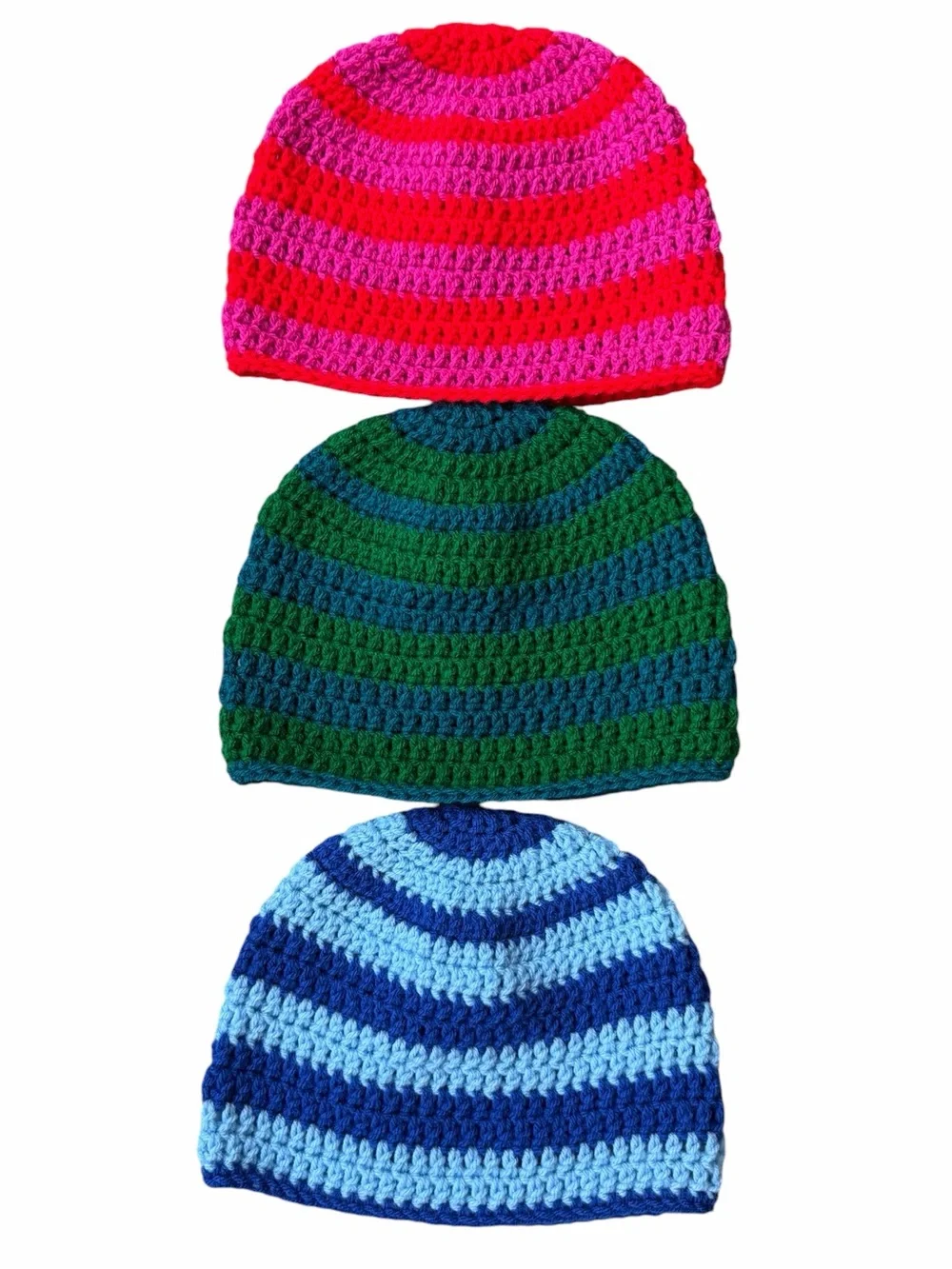 Colorful Scrap Beanies | Handmade Campus Collection Hats Set of 3 Hats